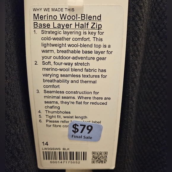 Lululemon Merino Wool-blend Base Layer Half Zip - Picture 3 of 3